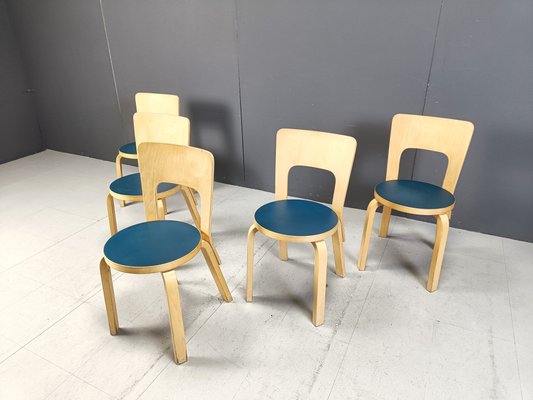 Model 66 Dining Chairs by Alvar Aalto for Artek, 1960s, Set of 5