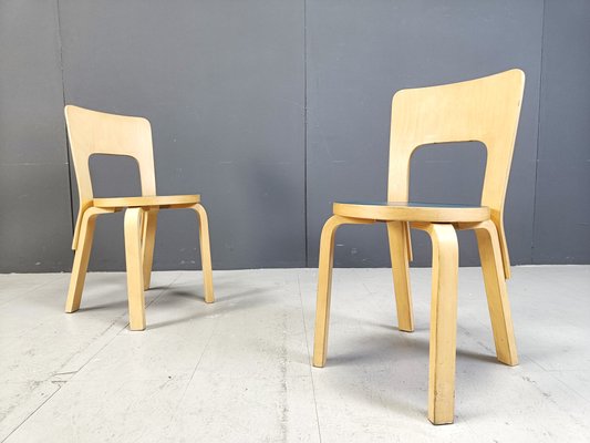 Model 66 Dining Chairs by Alvar Aalto for Artek, 1960s, Set of 5