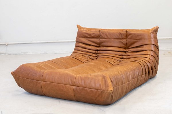Togo Chaise Lounge in Pine Leather by Michel Ducaroy for