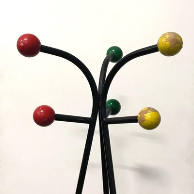 French Standing Coat Hat Stand With, Colored Ball Coat Rack