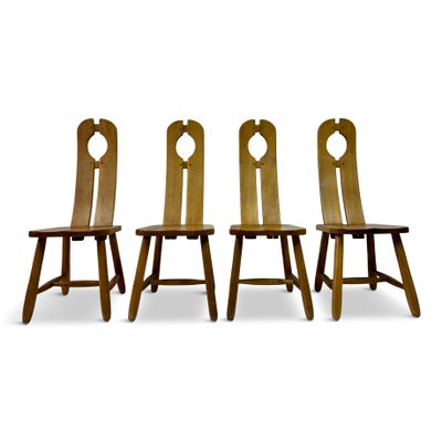 Oak Dining Chairs by De Puydt, 1960s, Set of 4 for sale at Pamono