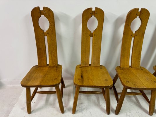 Oak Dining Chairs by De Puydt, 1960s, Set of 4 for sale at Pamono