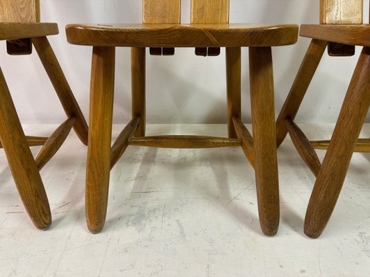 Oak Dining Chairs by De Puydt, 1960s, Set of 4 for sale at Pamono