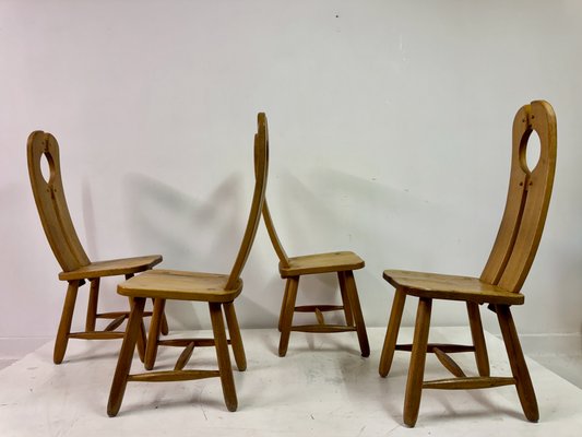 Oak Dining Chairs by De Puydt, 1960s, Set of 4 for sale at Pamono