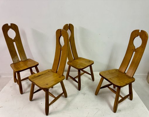 Oak Dining Chairs by De Puydt, 1960s, Set of 4 for sale at Pamono