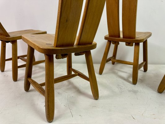 Oak Dining Chairs by De Puydt, 1960s, Set of 4 for sale at Pamono