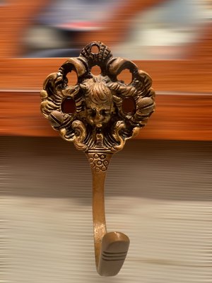 Art Nouveau Coat Hanger with Plastic Brass Hooks, 1890s for sale