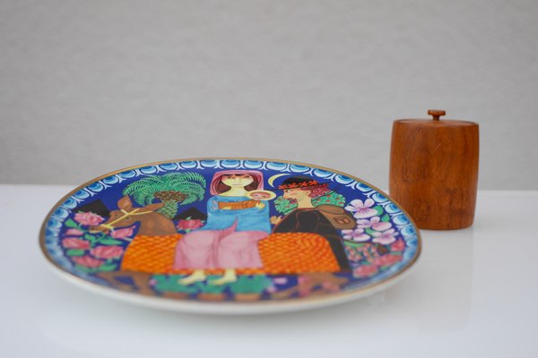 Christmas Pottery Plate by Stig Lindberg for Gustavsberg, Sweden