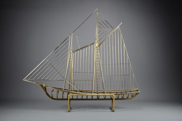 アンティーク雑貨 US VINTAGE C.Jere YACHT Brass Sculpture Curtis Jere, Sailboat Sculpture, 1976, Brass for sale at Pamono