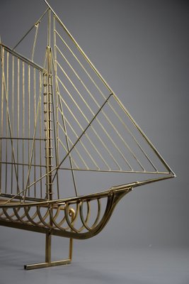 アンティーク雑貨 US VINTAGE C.Jere YACHT Brass Sculpture Mid-Century Modern Brass & Quartz Sailboat Sculpture by Jere