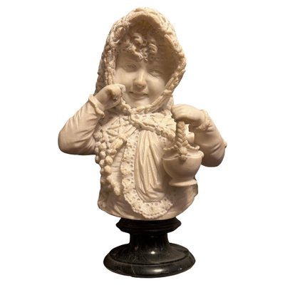 アンティーク雑貨 Classical Child Bust Statue. Bust of a Young Child, 1850, Alabaster for sale at Pamono