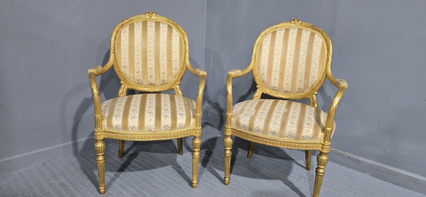 Pamono Poltrone Dorate Antiche Sedia Poltrone Dorate Coppia Di