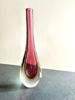 Bordeaux Murano Ampolla Yellow Vase, 1960s