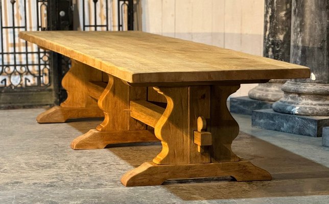 Large 4 Meter Bleached Oak Farmhouse Dining Table, 1925 for