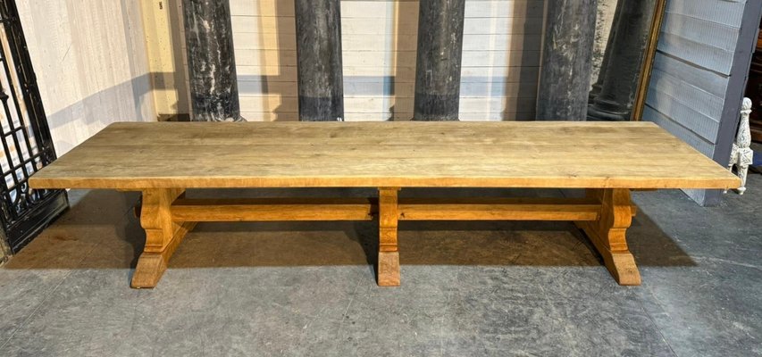 Large 4 Meter Bleached Oak Farmhouse Dining Table, 1925 for