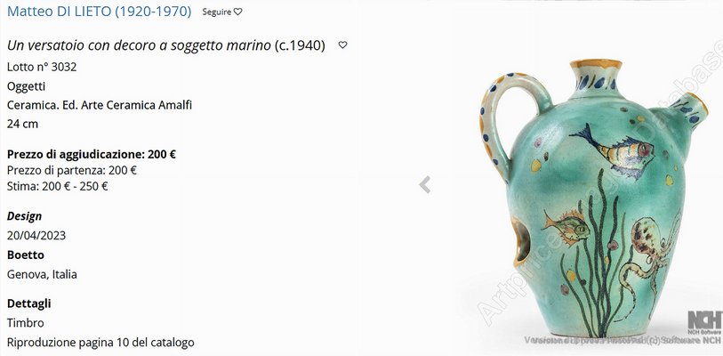 Early 1900s Century Art Deco majolica vase by Matteo Di Lieto