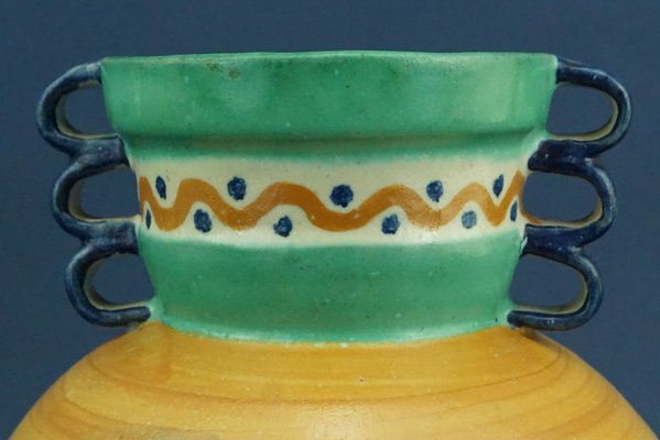 Early 1900s Century Art Deco majolica vase by Matteo Di Lieto