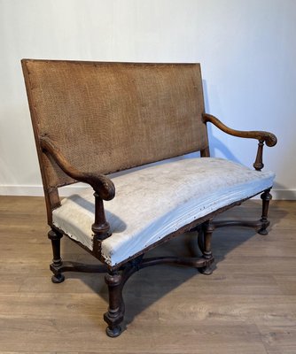 Louis XIII Style High Back Walnut Sofa Bench, 1880s for sale at Pamono Louis XIII Style High Back Walnut Sofa Bench, 1880s for sale at Pamono