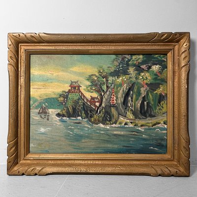 JAPAN JAPANESE IMPRESSIONISM MT. FUJI OIL PAINTING - OLD