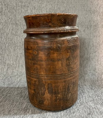 Vintage Indian Neem Wood Pot From Kulu - 1950's Vintage Indian Neem Wood Pot From Kulu - 1950's