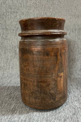 Vintage Indian Neem Wood Pot From Kulu - 1950's Vintage Indian Neem Wood Pot From Kulu - 1950's