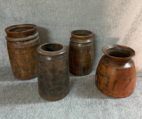 Vintage Indian Neem Wood Pot From Kulu - 1950's Vintage Indian Neem Wood Pot From Kulu - 1950's