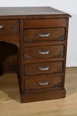 Art Deco Oak Pedestal Desk, 1940s for sale at Pamono