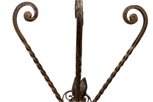 Italian Revolving Floor Coat Hanger in Wrought Iron, 1970s for