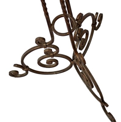 Italian Revolving Floor Coat Hanger in Wrought Iron, 1970s for