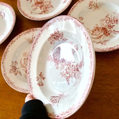Sarreguemines antique plate サルグミンヌ 1900s ~ U&C Sarreguemines ~ Soup Plate 'Flore' サルグミンヌ