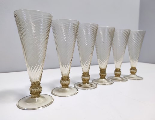Vintage Amber Murano Drinking Glasses by Vittorio Zecchin, 1930s, Set of 6