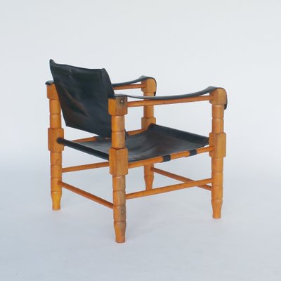 Black Leather Safari Chair 1960s For, Leather Safari Chair