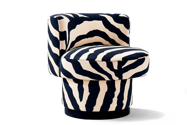 Animal Print Zebra Swivel Chair Zebra Upholstered Custom Deco