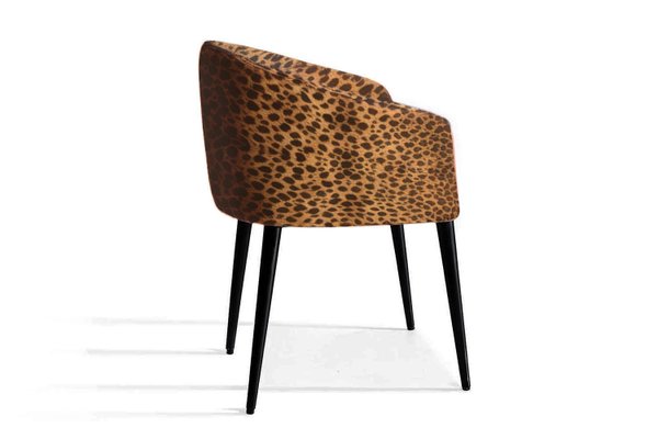 Utopía Dining Chair in Leopard Furry Velvet from Moanne for sale