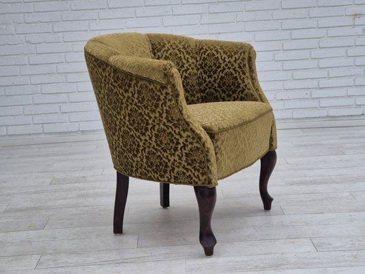 Vintage Danish Lounge Chair in Green Furniture Fabric, 1950s for