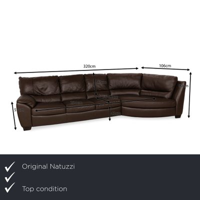 Leather Corner Sofa in Brown from Natuzzi for sale at Pamono