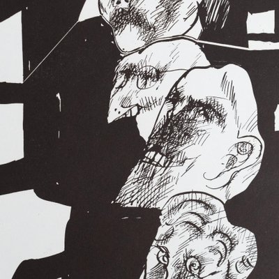 Horst Janssen, Surrealist Black and White Composition, 1960s
