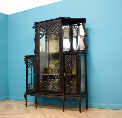Large Antique Victorian China Display Cabinet 1870s