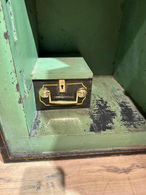 Coffre-fort En Métal Ancien Avec Serrure - Boîte Vintage - Déco Atelier