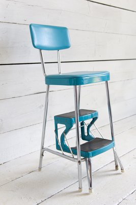 Ladder Stool with Retractable Steps in Chromed Tubular and Eco