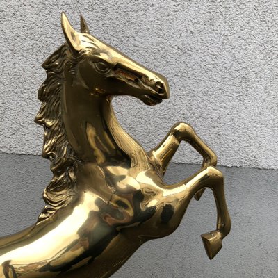 Médaillon Ancien En Laiton Forme De Cheval