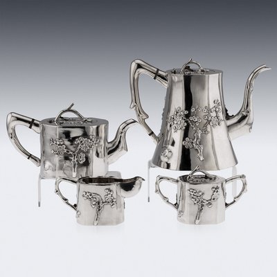 Chinese Export Silver Tea Service from Paosing, 1900s, Set of 4