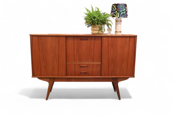 希少 60s VINTAGE エッセル BOUTIQUE France製 デッド Danish Highboard in Teak with Bar Cabinet and Slanted Legs, 1960s