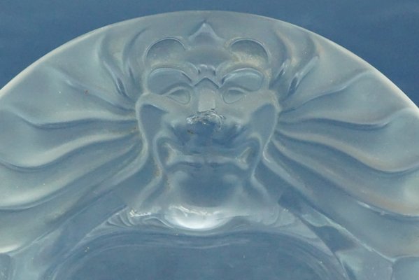 20th Century Art Deco Crystal Ashtray with Bas-Relief Lion by Renè