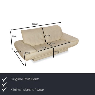 Model 345 2-Seater Sofa in Cream Leather from Rolf Benz for