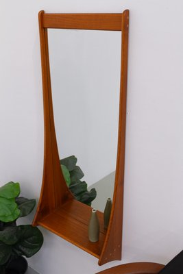 Danish Modern Teak Wall Mirror with Shelf by Jansen Spejle Danish Modern Teak Wall Mirror with Shelf by Jansen Spejle