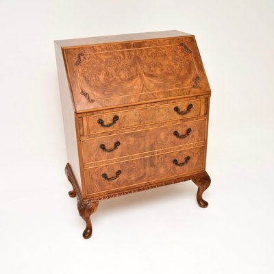 Queen Anne Burr Walnut Writing Bureau 1930s