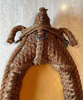 Oval Rope and Leather Mirror by Audoux & Minet for sale at Pamono