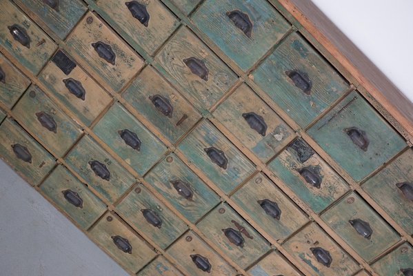アンティーク雑貨 france vintage 50-60s small cabinet Large Industrial French Painted Pine Hardware Store Cabinet, 1950s