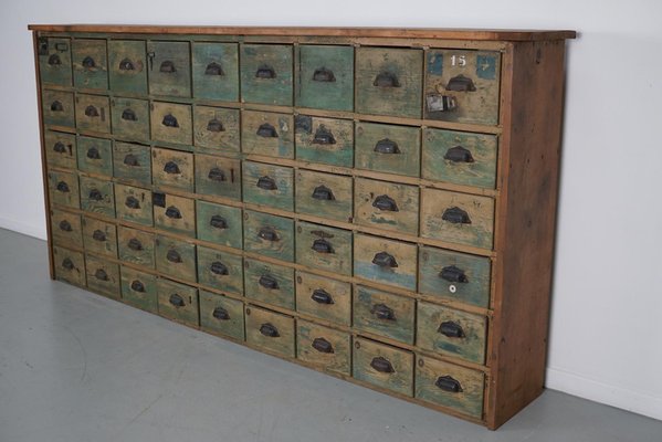 アンティーク雑貨 france vintage 50-60s drawer cabinet Large Industrial French Painted Pine Hardware Store Cabinet, 1950s